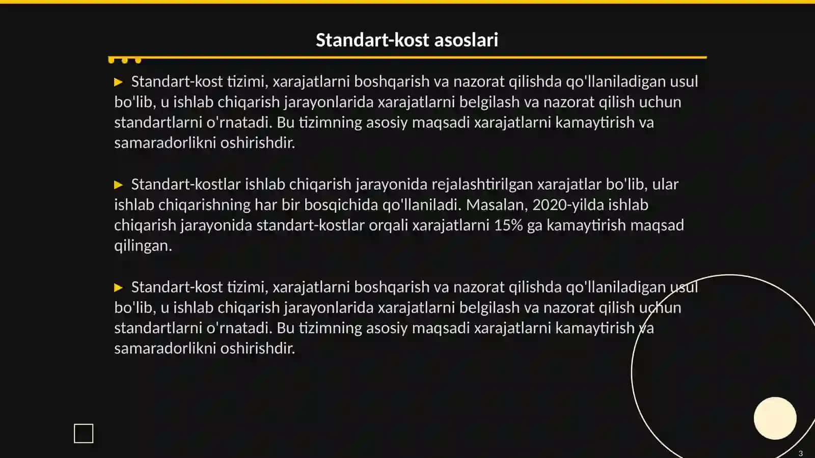 Standart-kost tizimining mohiyati 3
