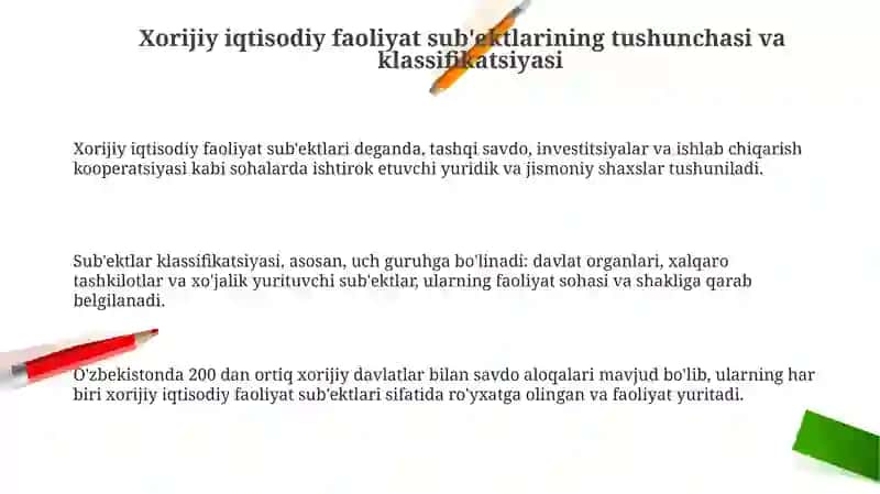 Tashqi iqtisodiy faoliyat subyetkari va ularning turlari 3