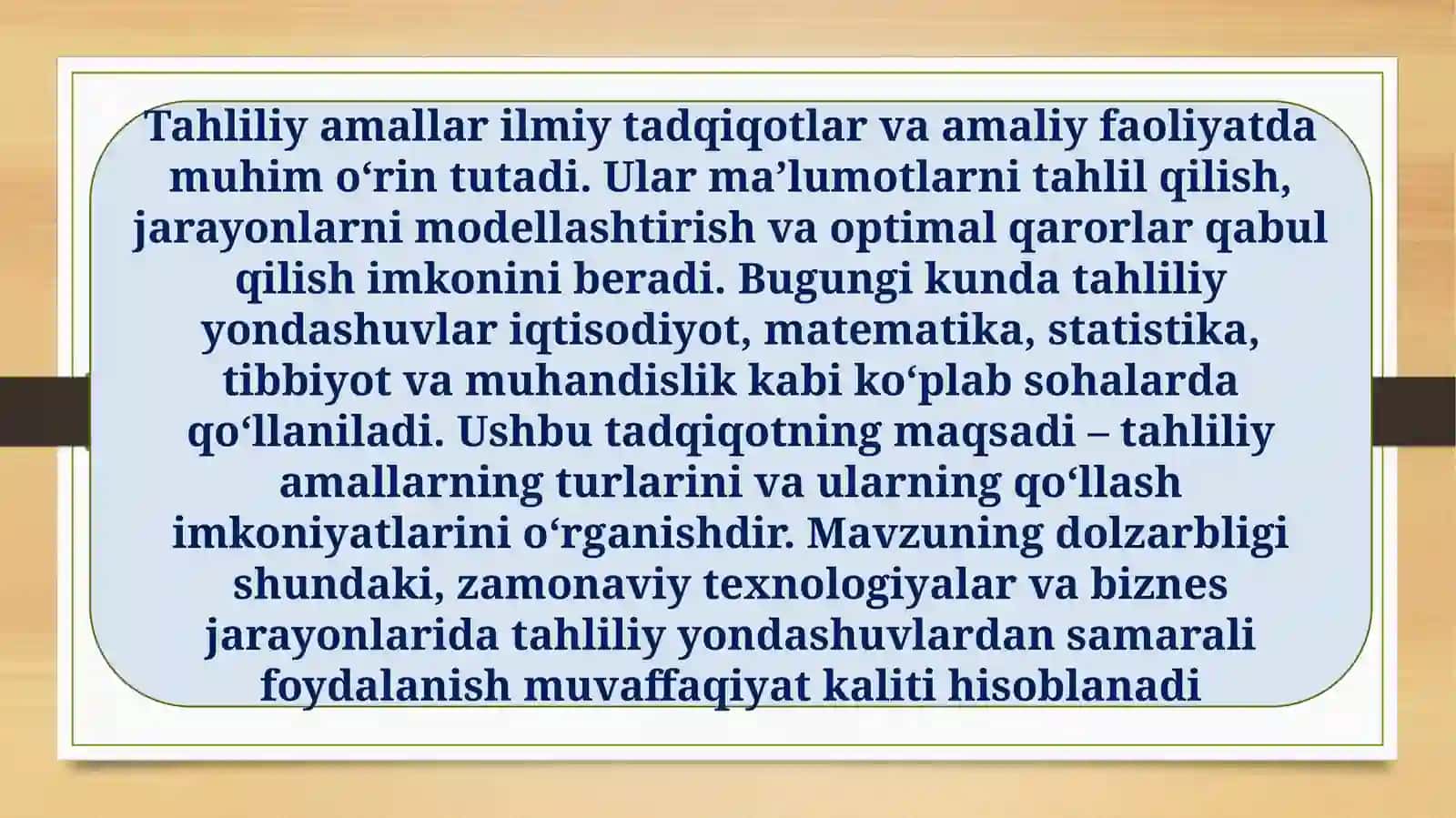 Tahliliy amallarning mohiyati va turlari 3