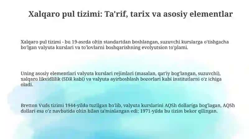 Xalqaro pul tizimi 3