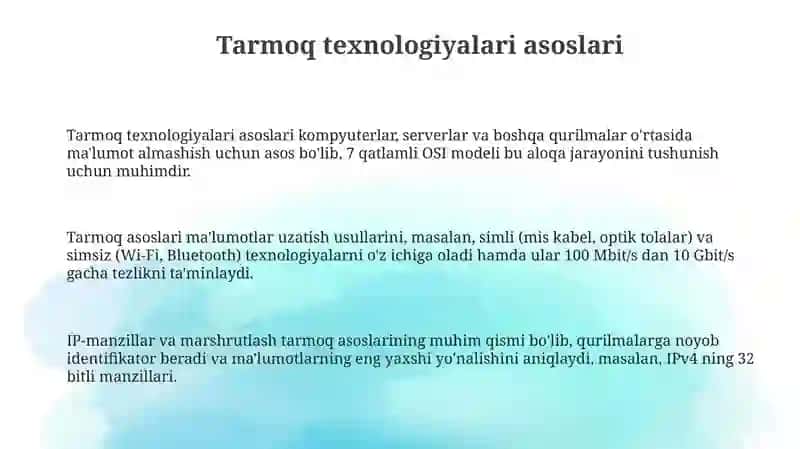 Tarmoqli texnologiyalari va internet xizmatlari 3