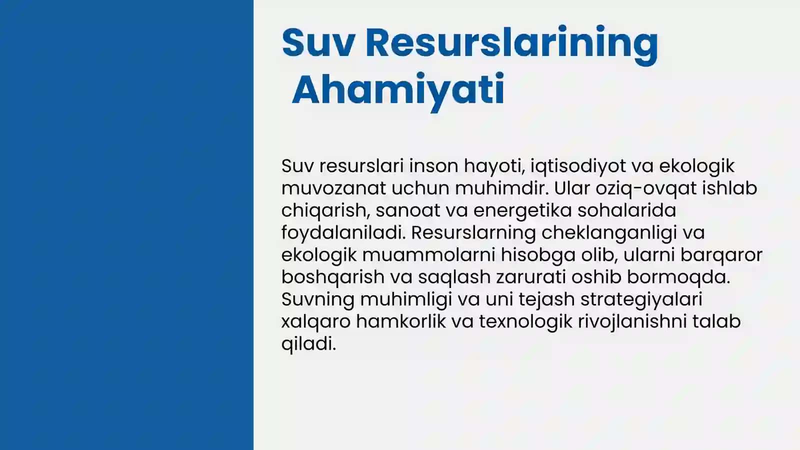 Suv Resurslarining Ahamiyati 3
