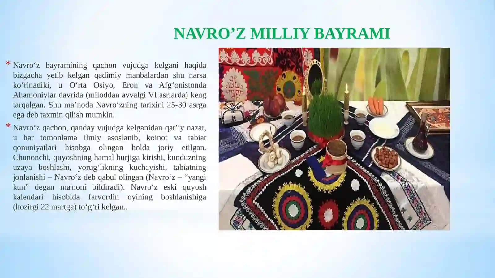 NAVRO'Z – QADIM QADRIYATLAR TARAVOTI 3