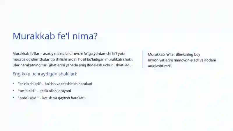 Murakkab fe'llar: O'zbek tili grammatikasida yangi qirralar 3