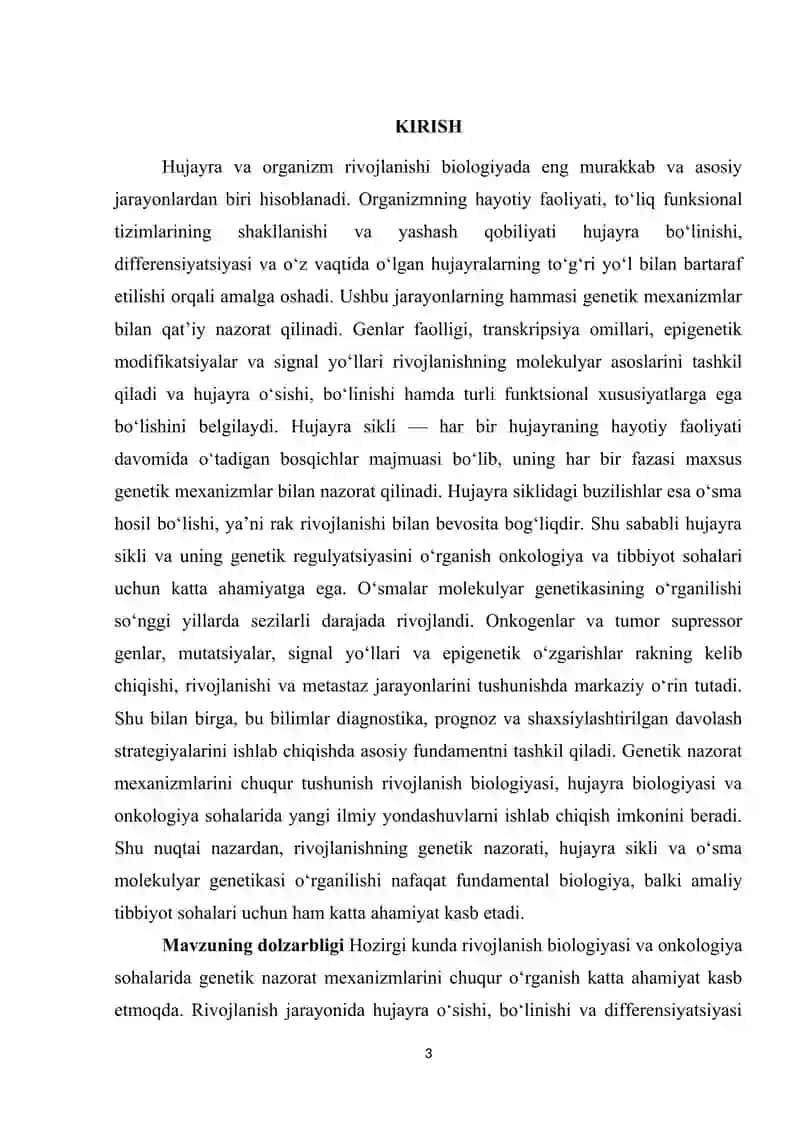 Rivojlanishning genetik nazorati, hujayra sikli 3