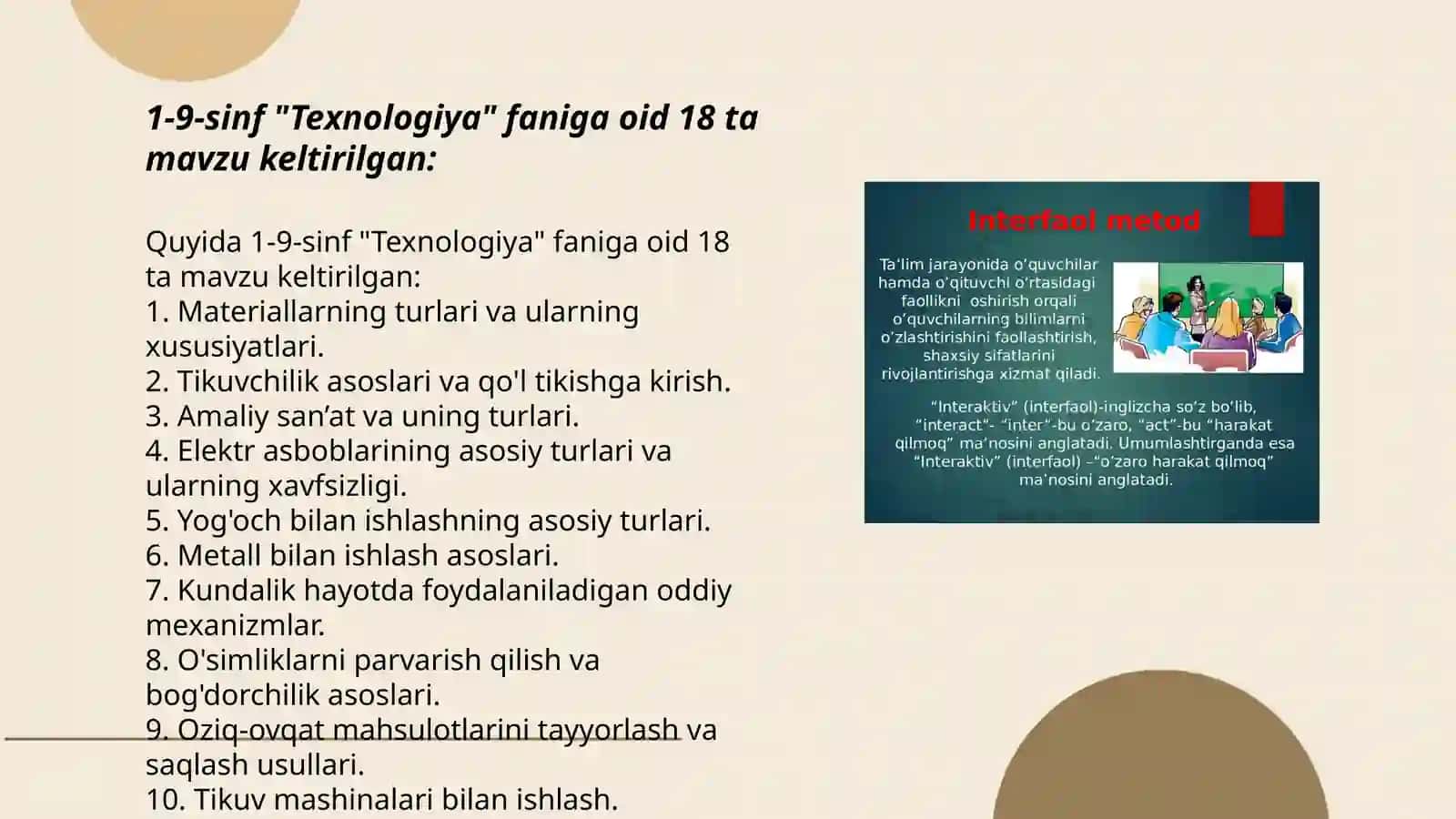 1-9-sinf "Texnologiya" fanining mazmuni 3