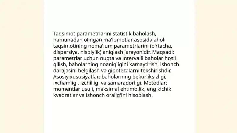 Taqsimot parametrlarini statistik baholash 3