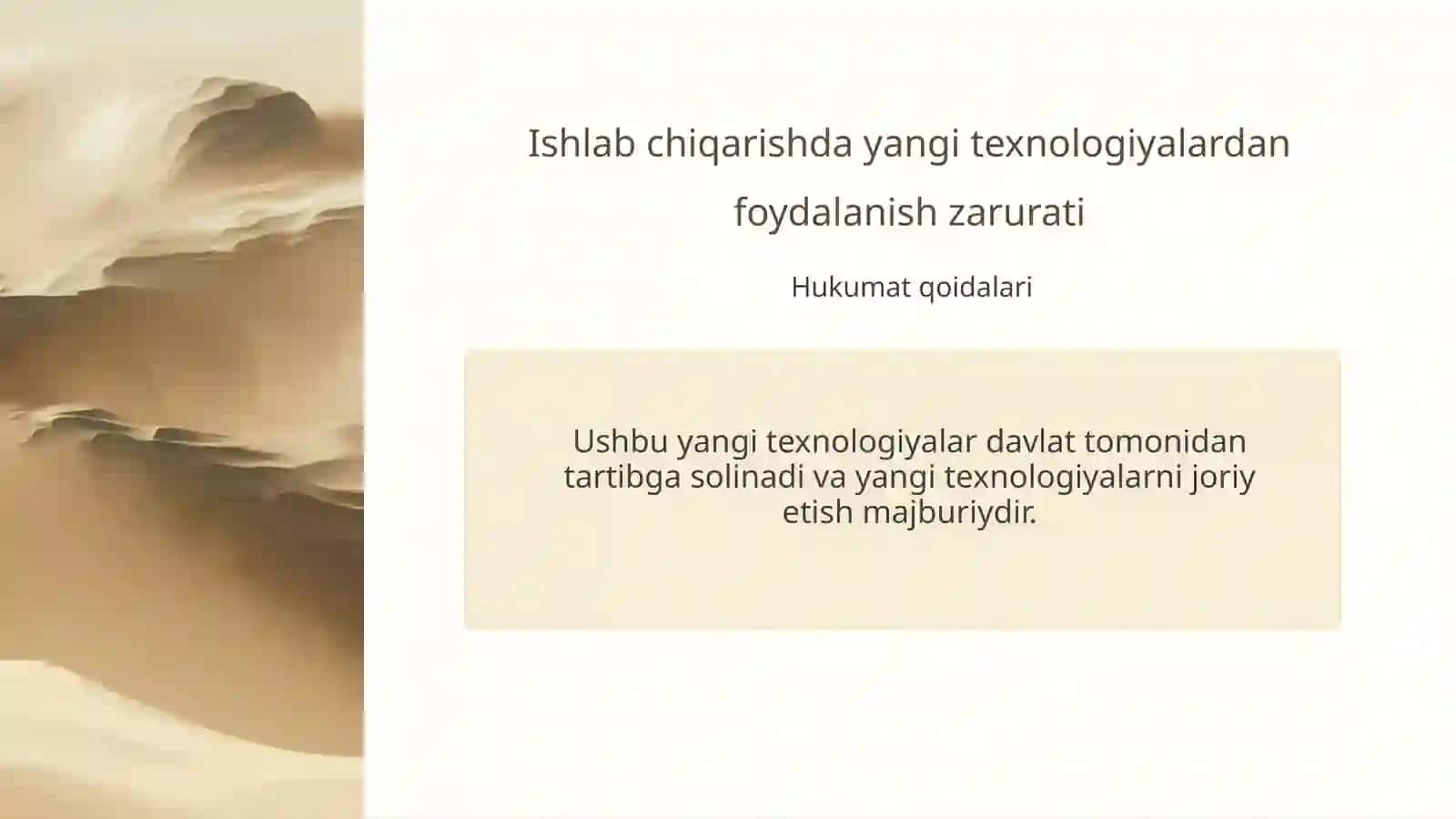 Ishlab chiqarish jarayoniga yangi samarali texnologiyalarni tadbiq etish zaruriyati va istiqbollari 3