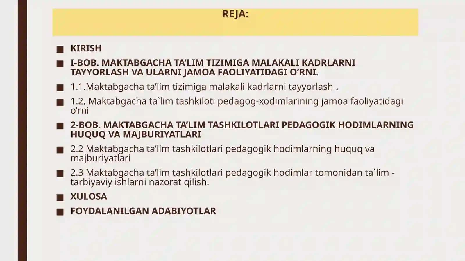 Maktabgacha pedagogika fanidan KURS ISHI 3