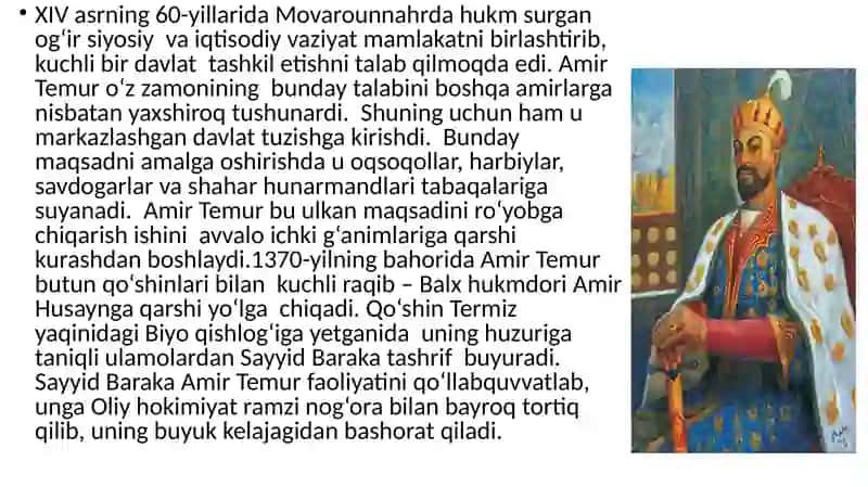 Amir Temur va Temuriylar davrida òzbek davlatchiligi. 3