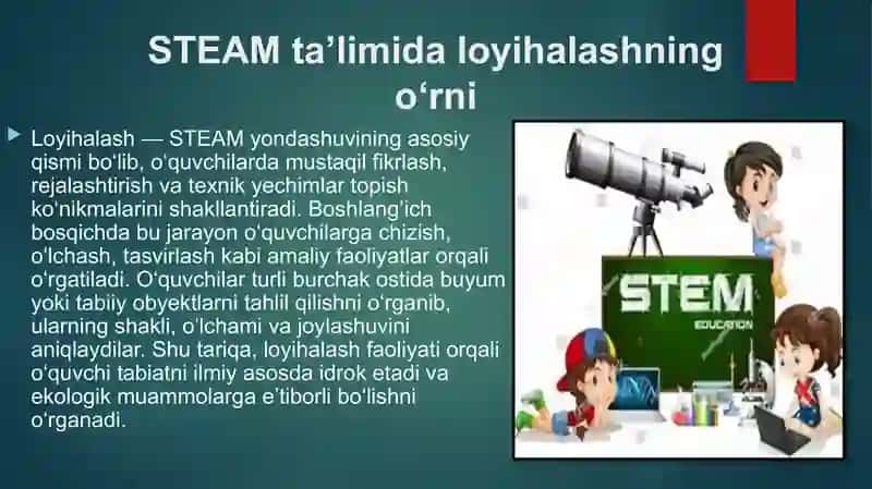 Turli burchak va proyeksiyalarda loyihalash tajriba-eksperimental faoliyatda atrof muhit haqida 3