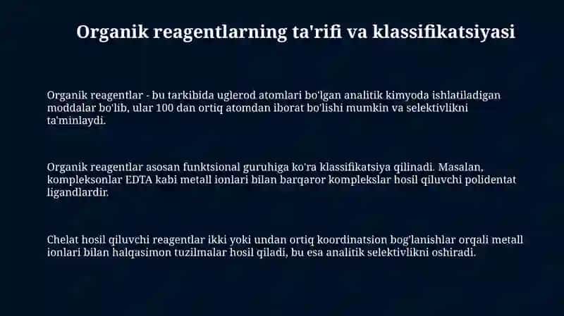 Analitik kimyoda organik reagentlarning qo'llanilishi 3