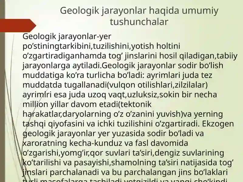 Geologik jarayonlar haqida umumiy tushuncha 3