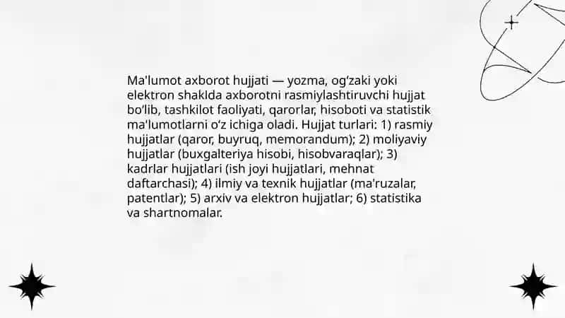 Ma'lumot axborot hujjatlari 3