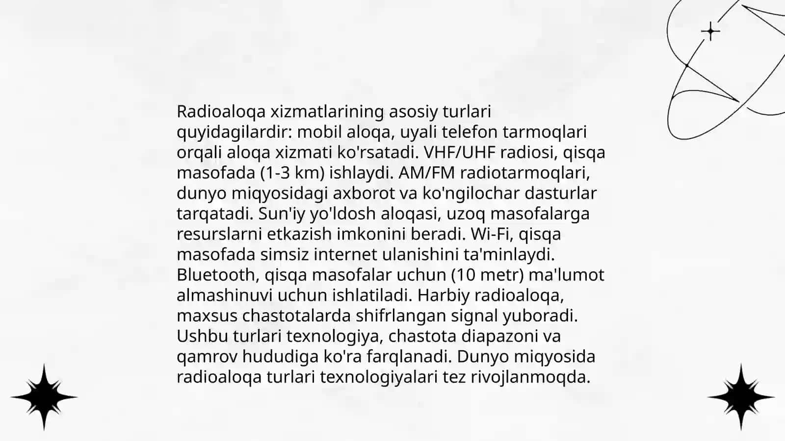 Radiokommunikatsion xizmatlar va uning vazifalari 3