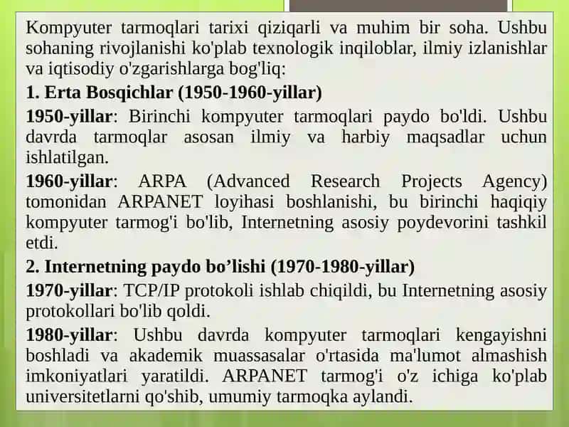 Kompyutertarmoqlarining rivojlanishi 3