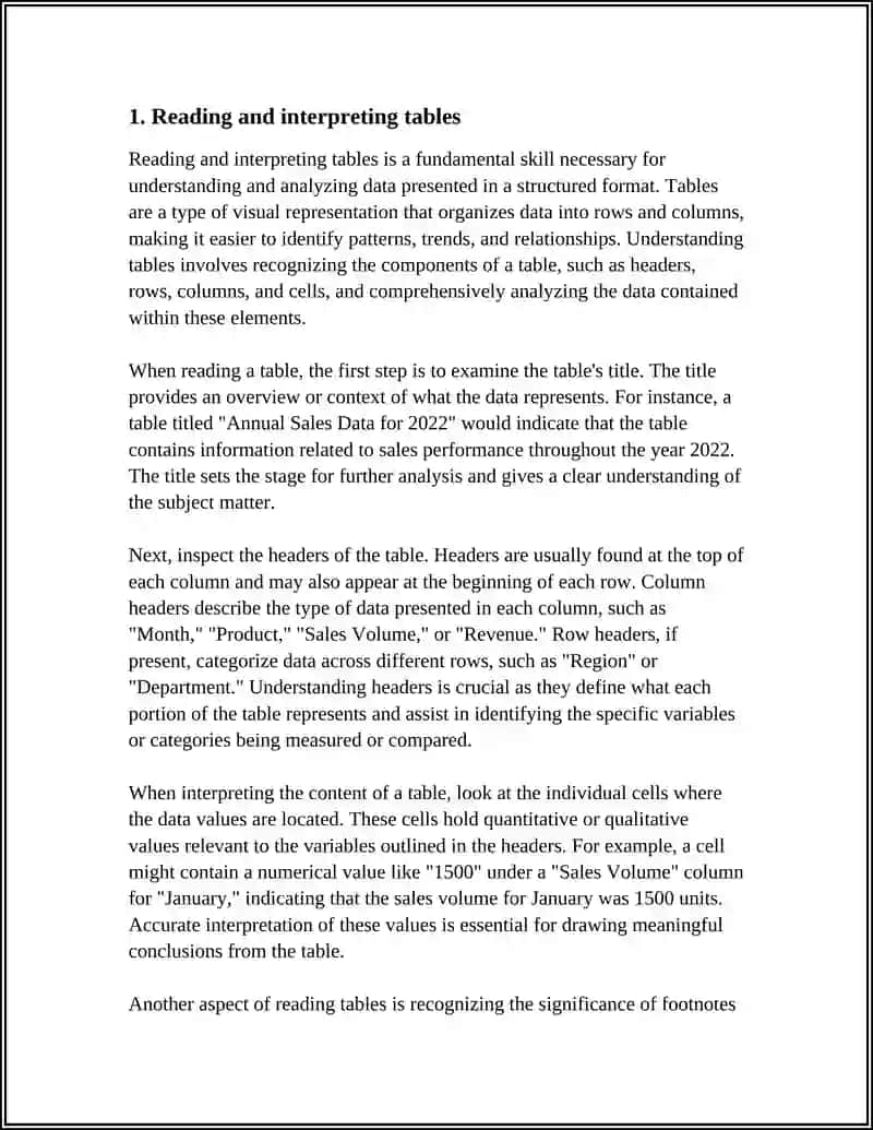 VISUAL READING TABLES GRAPHS DIAGRAMS 3