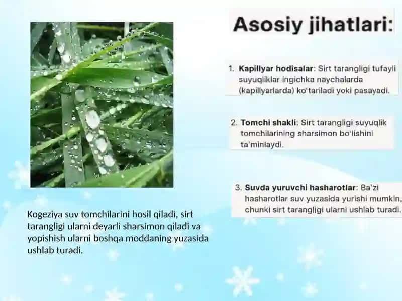SUYUQLIKLARNING SIRT TARANGLIGINI O’RGANISH 3