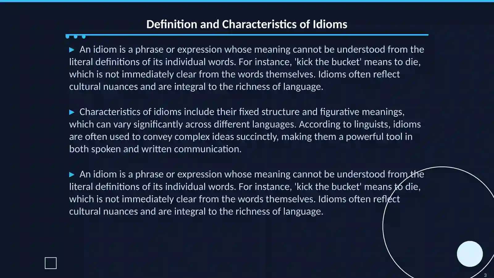 Idioms or Idiomatic expressions 3