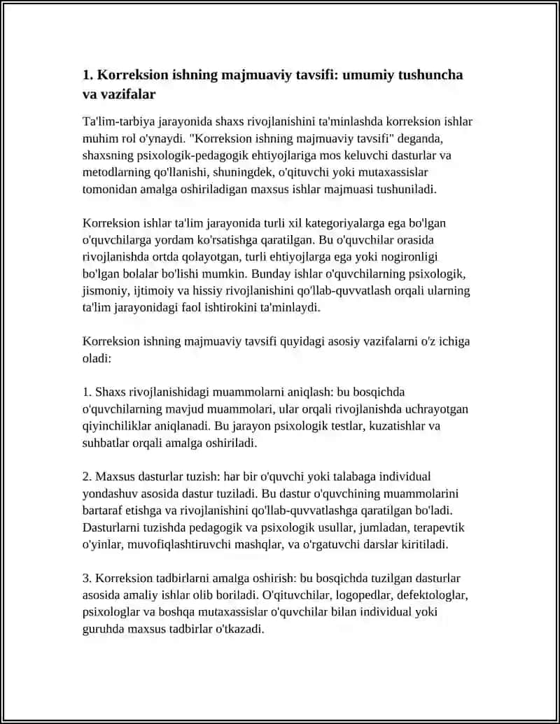 KORREKSION ISHNING MAJMUAVIY TAVSIFI 3