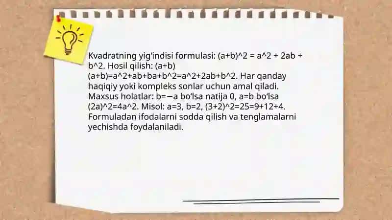 Qisqa koʻpaytirish formulalari 3