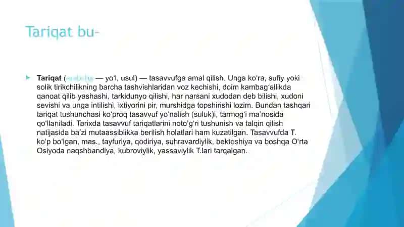 Tariqatlar va ularning o‘ziga xos hususiyatlari. 3