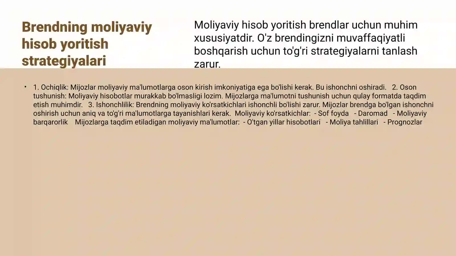 Brendning moliyaviy hisob yoritish strategiyalari 3