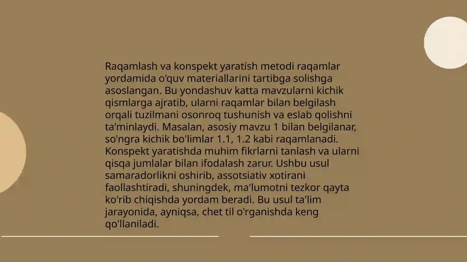Konsetrlar bo'yicha nomerlashga o'rgatish metodi 3