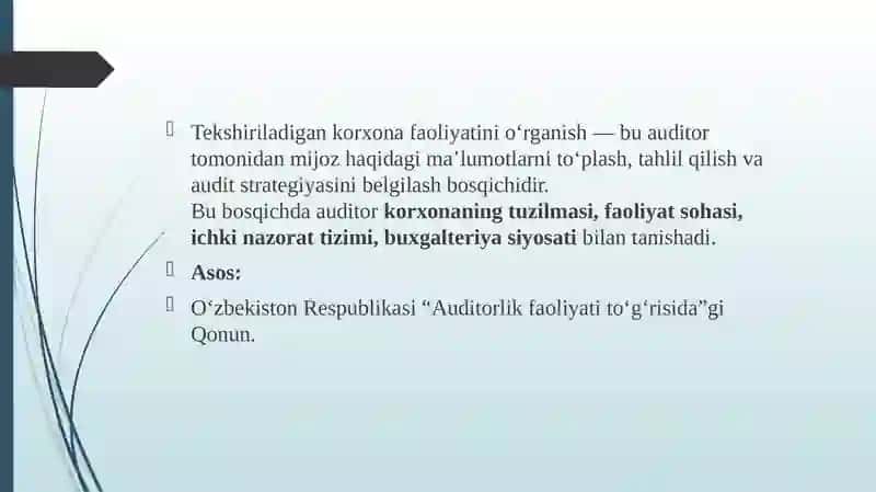 Tekshiriladigan korxona faoliyatini o‘rganish 3