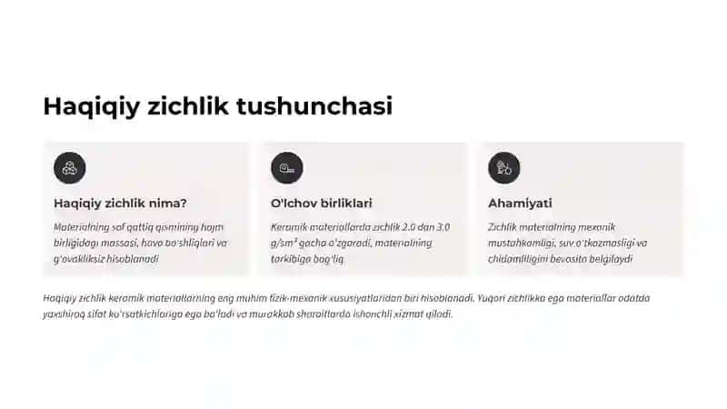 Keramik materiallarining haqiqiy zichligi va markasini aniqlash 3