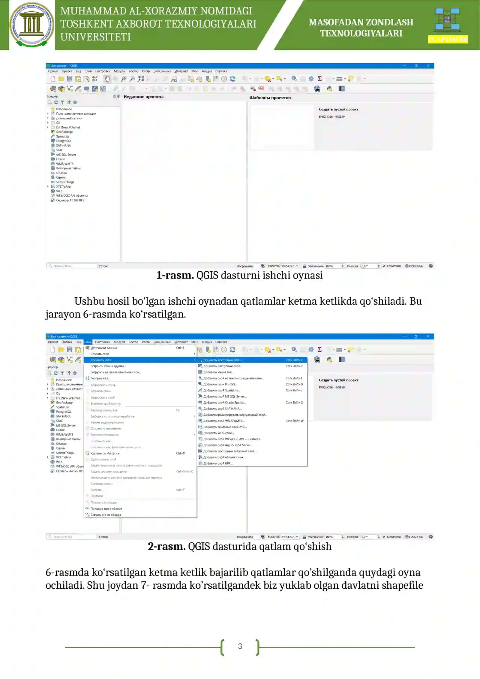 GEOAXBOROT TEXNOLOGIYALARI FANIDAN 3