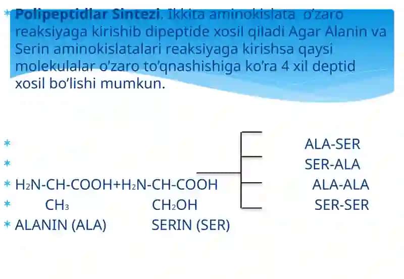 Oqsillar va peptidlarning kimyoviy tarkibini aniqlash tamoyillarini o'zlashtirish 3