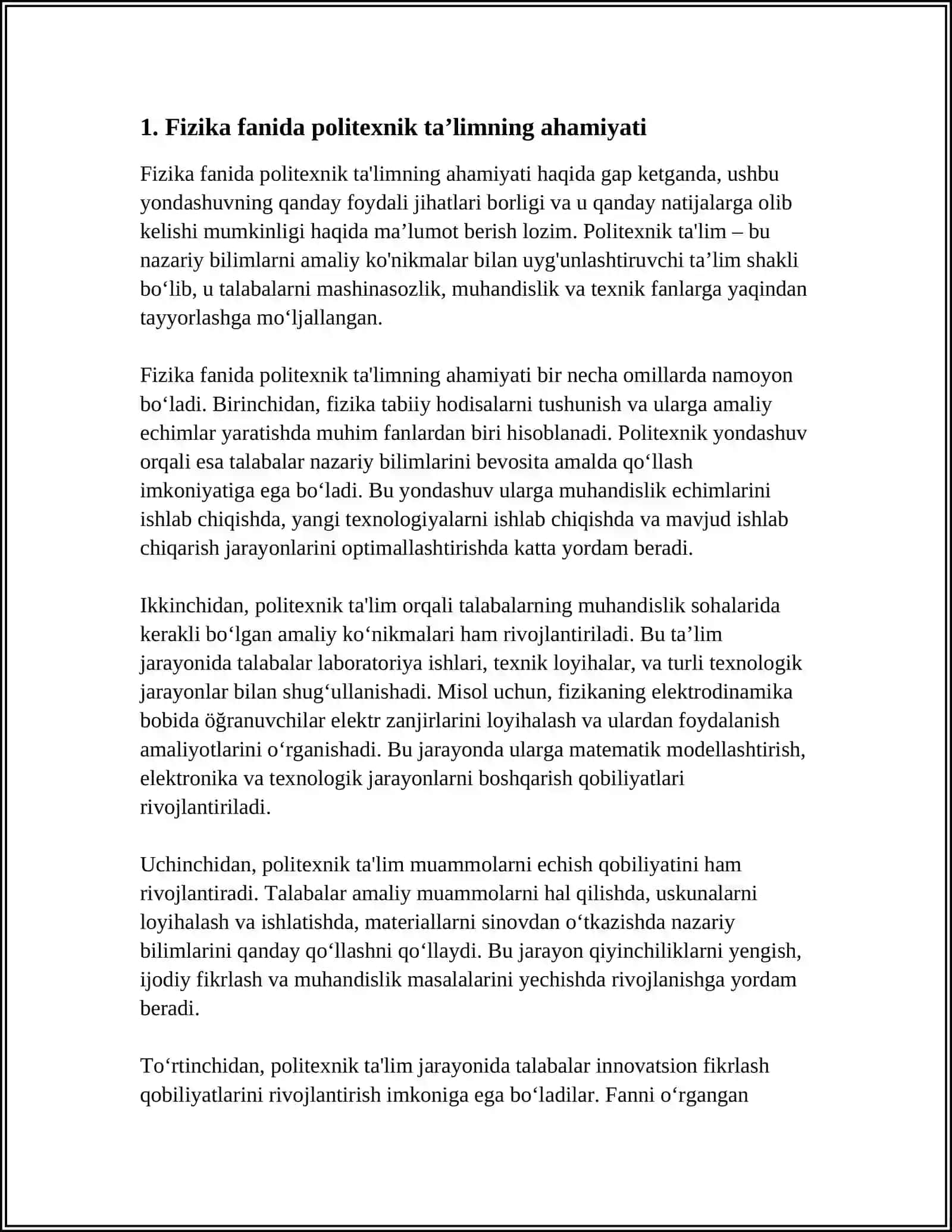 FIZIKA OʻQITISHDA POLITEXNIK TAʼLIM 3