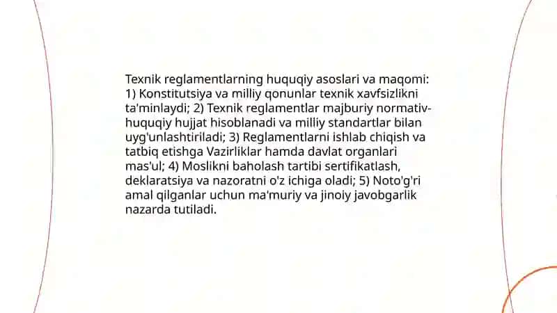 Texnik reglamentlarning huquqiy asoslari va maqomi 3