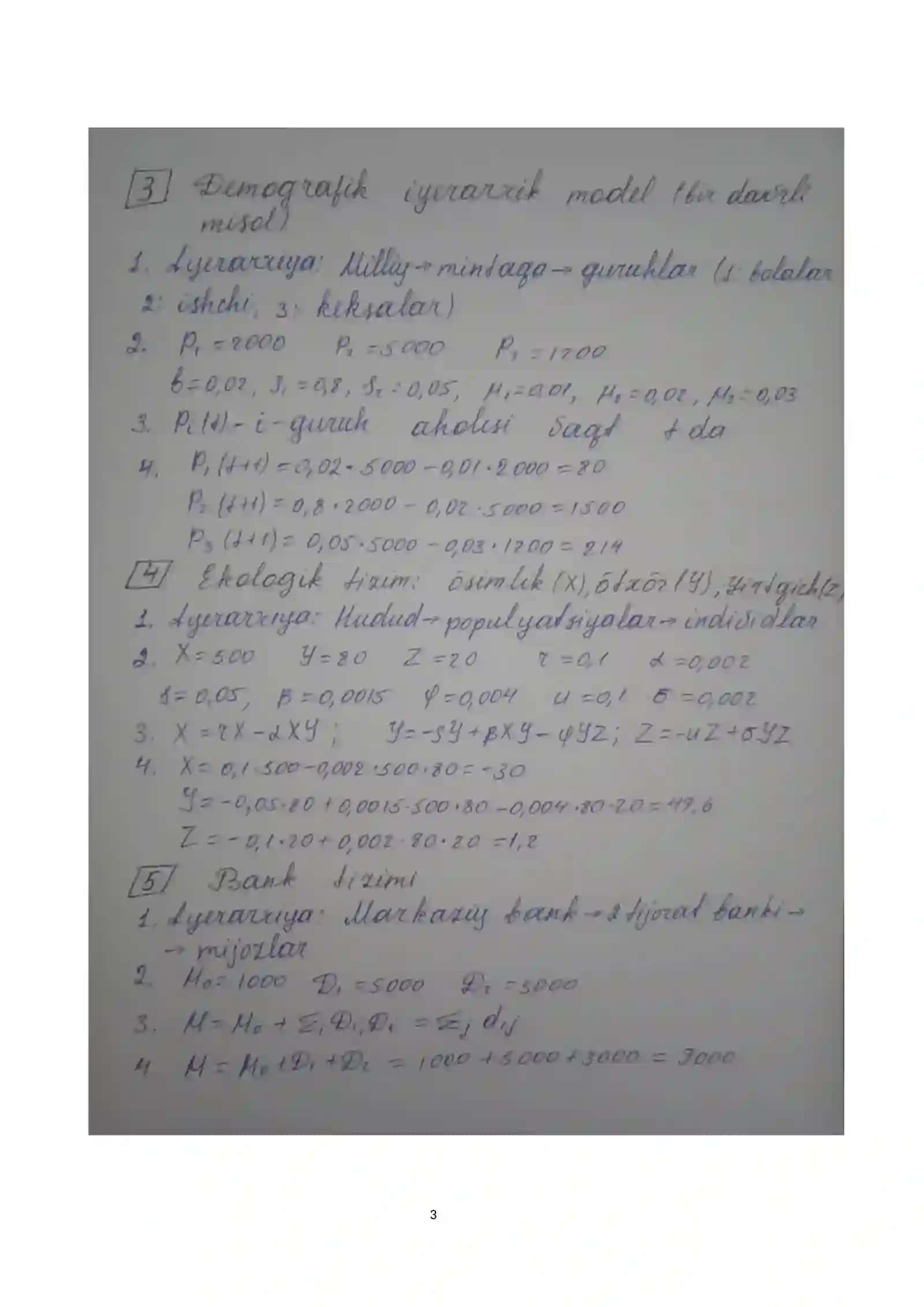Matematik modellashtirish Fanidan - MUSTAQIL ISHI 3