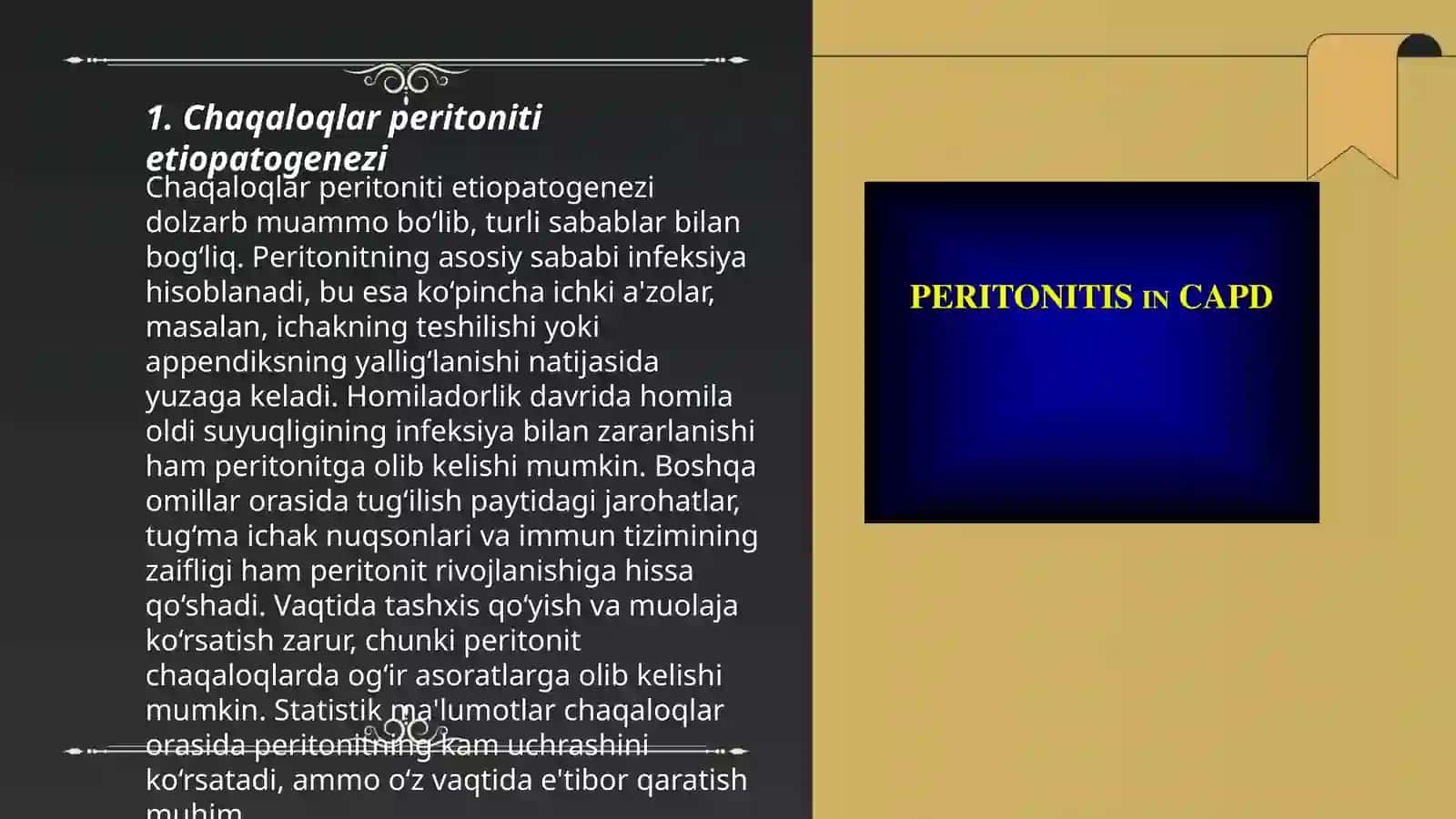 Chaqaloqlar peritoniti. Etiopatogenez, klinika, diagnostika, davolash 3