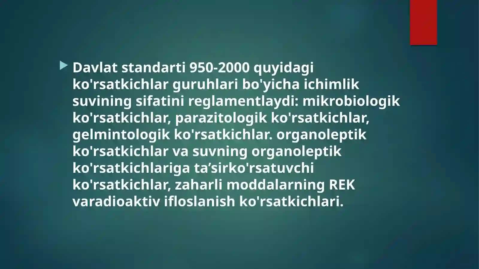 SUVNING ORGONOLEPTIK XUSUSIYATLARI 3