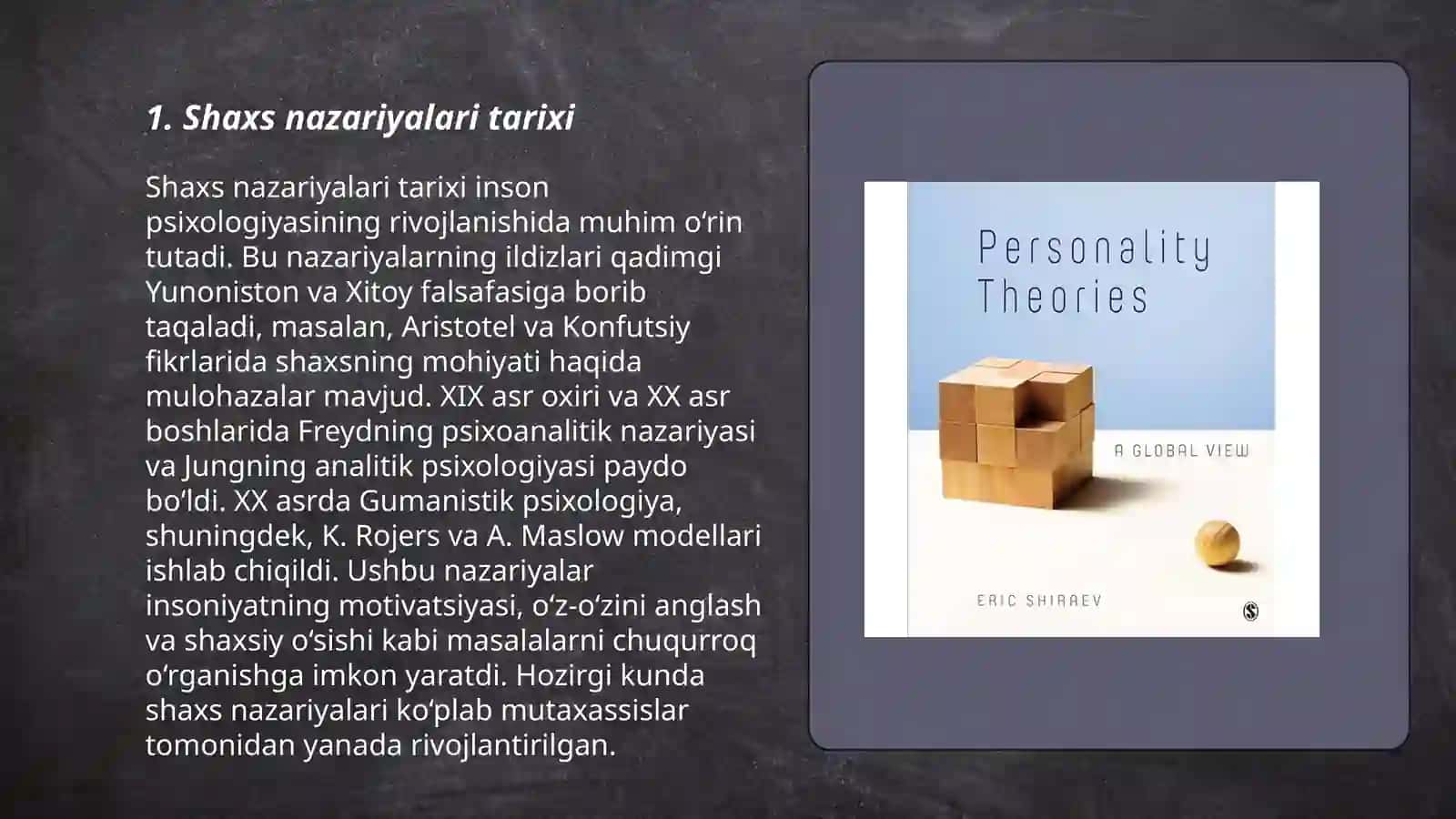 Shaxs nazariyalari tarixi 3