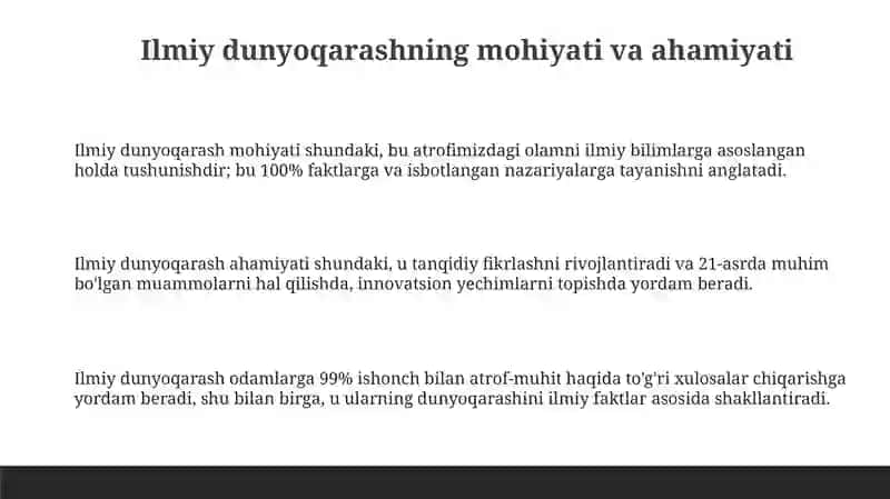 Ilmiy dunyoqarash shakllantirish 3