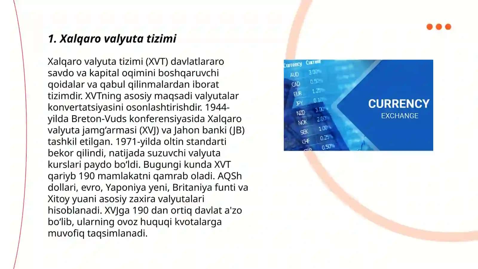 Xalqaro valyuta munosabatlari 3