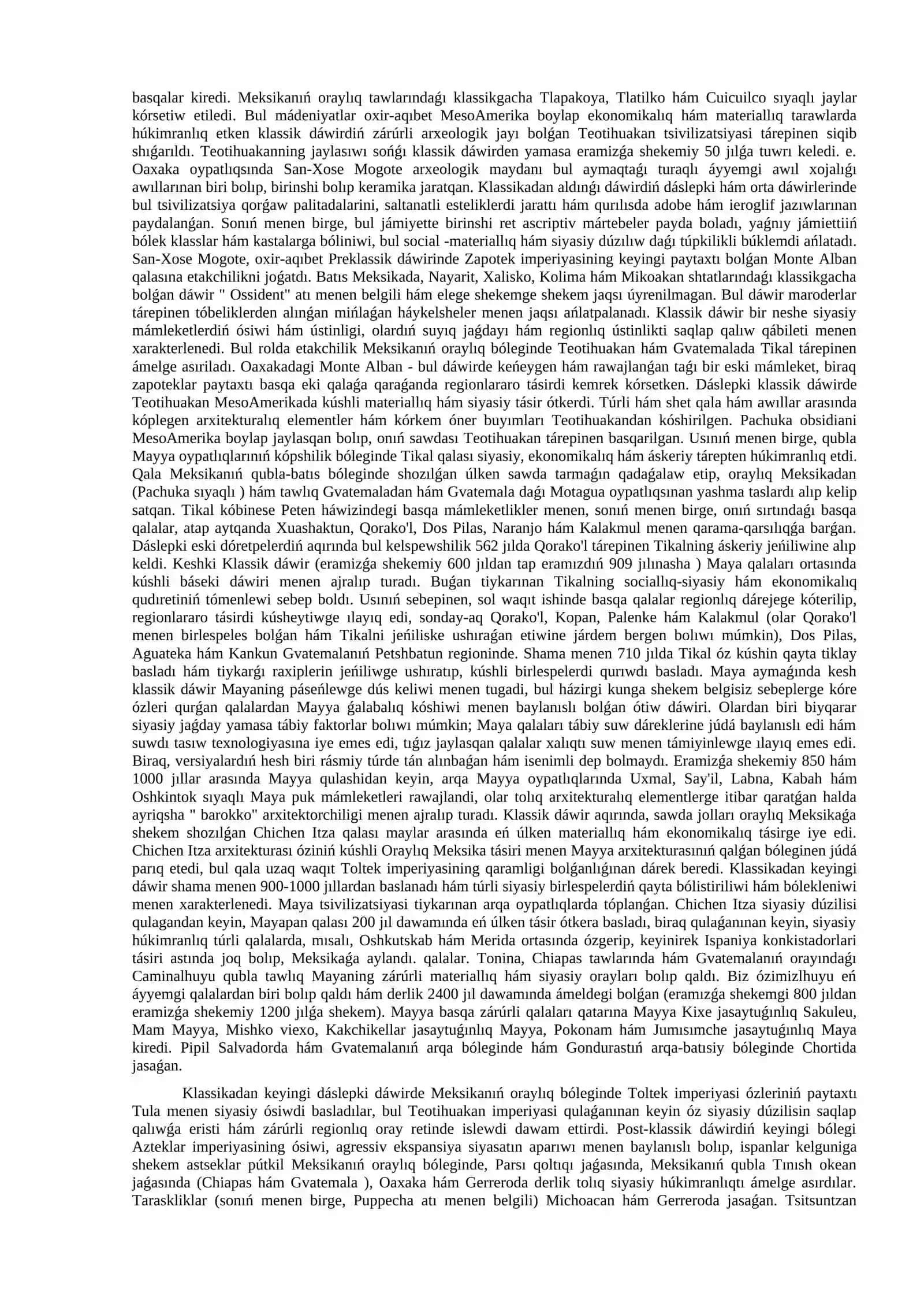 Áyyemgi Peru hám MezoAmerika arxeologiyası 3