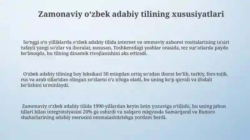 Zamonaviy oʻzbek adabiy tilining taraqqiyot bosqichlari 3