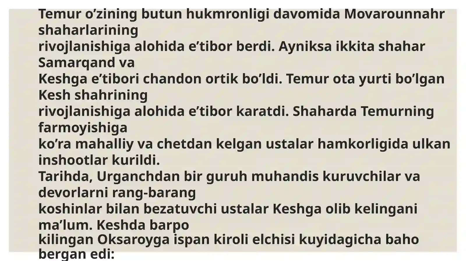 Amir Temur davrida shaharlar taraqqiyoti 3