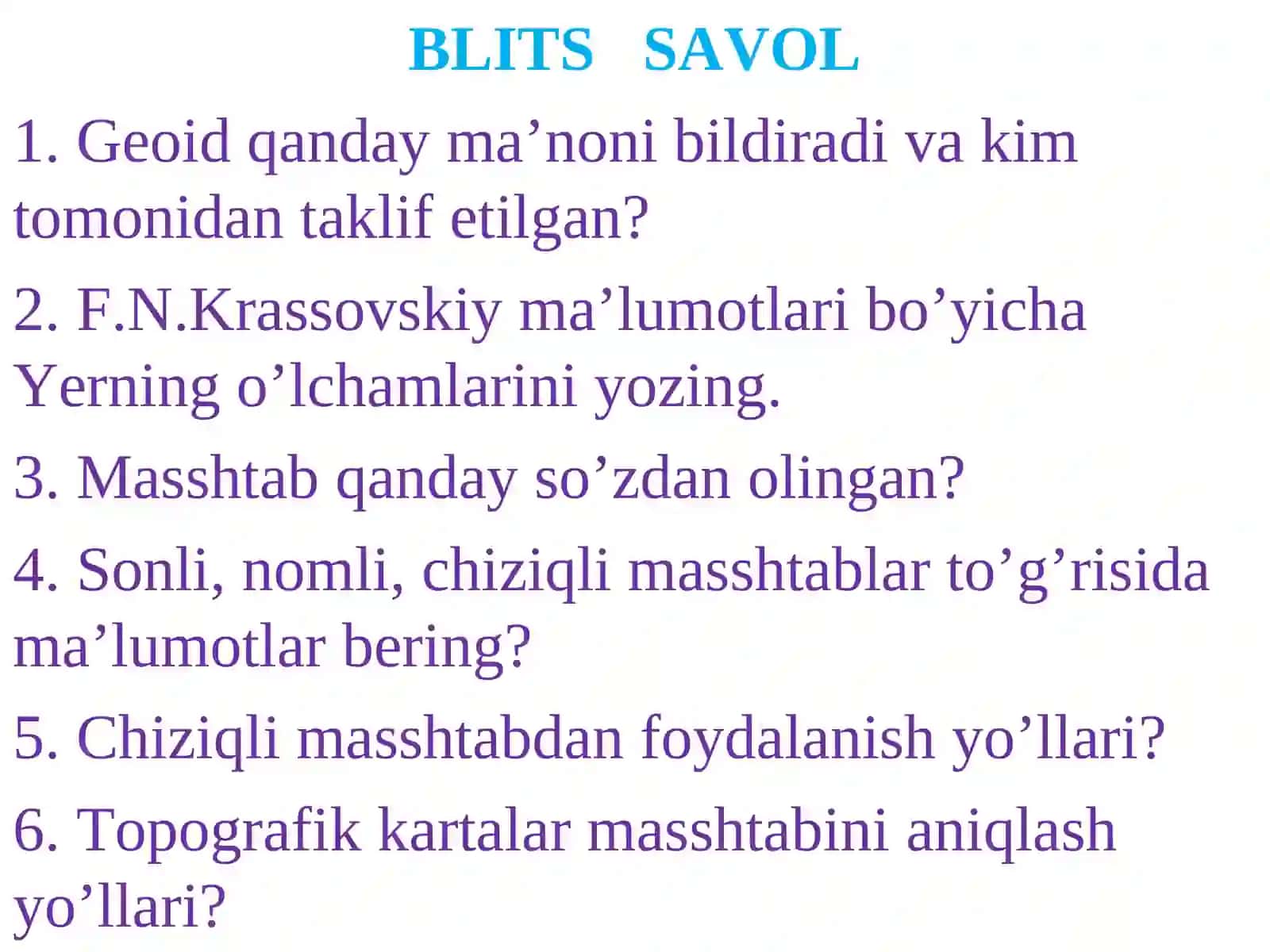 Masshtablar, ularning geografik kartalarda qo’llanilishi 3