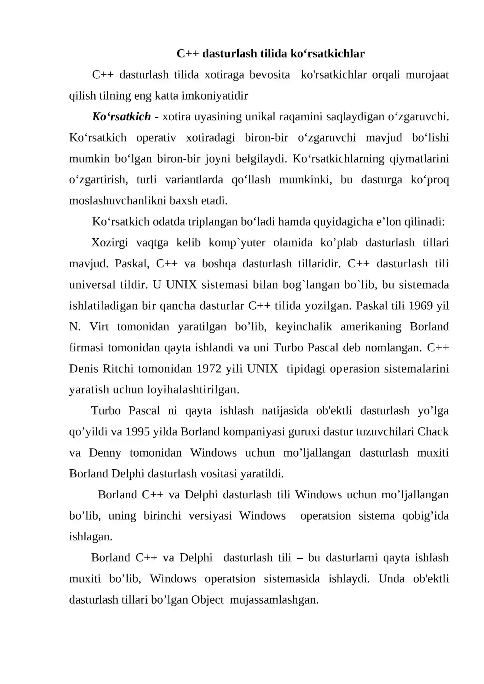 C++ tilida panel yaratuvchi komponentlar 3