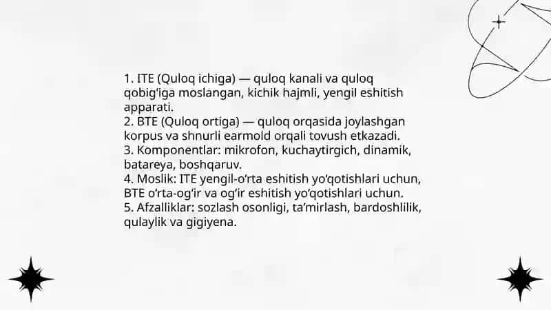 Assistiv(yordamchi) vostalar tasnifi 3