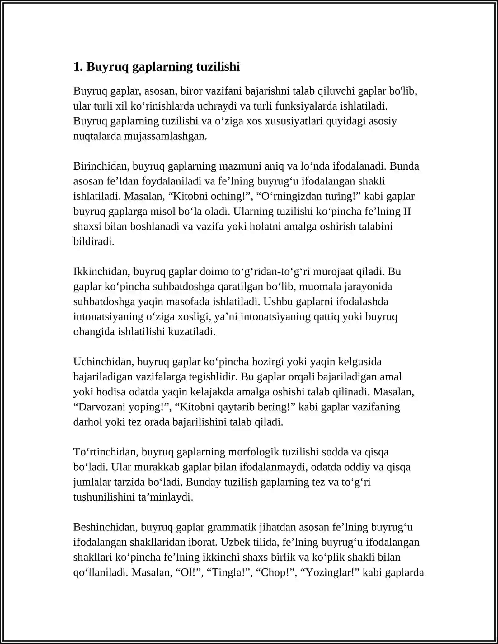 Buyruq gaplarning tuzilishi 3