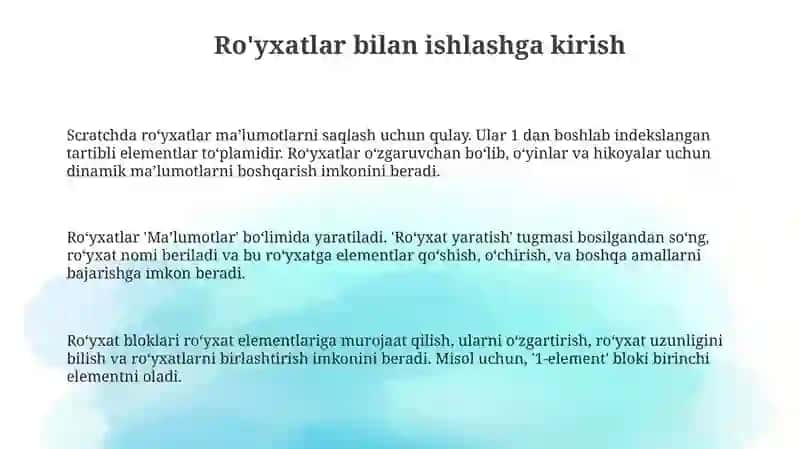 Ro'yxatlar bilan ishlash 3