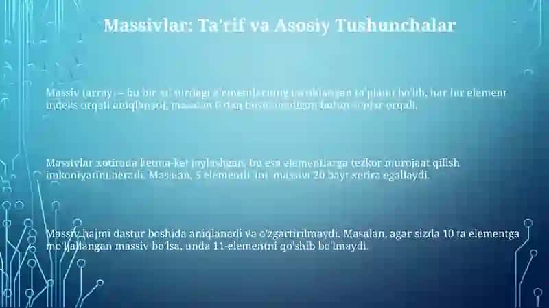 Massivlar va ularning turlari 3