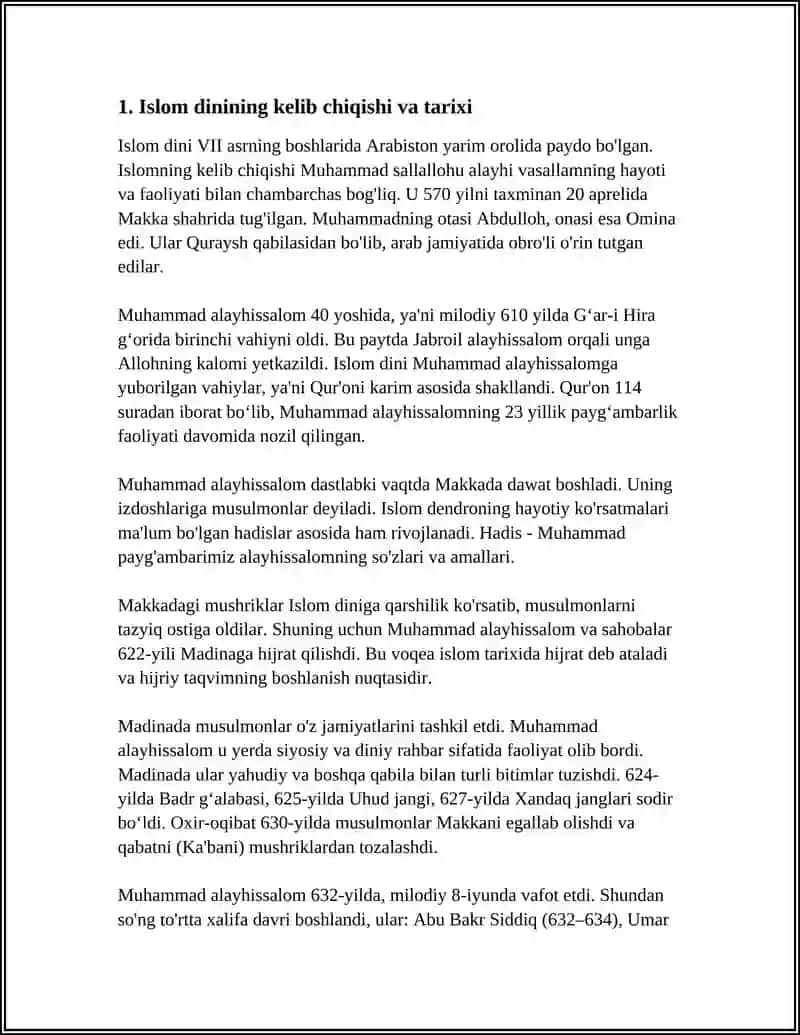 ISLOM DINI HAQIDA REFERAT 3
